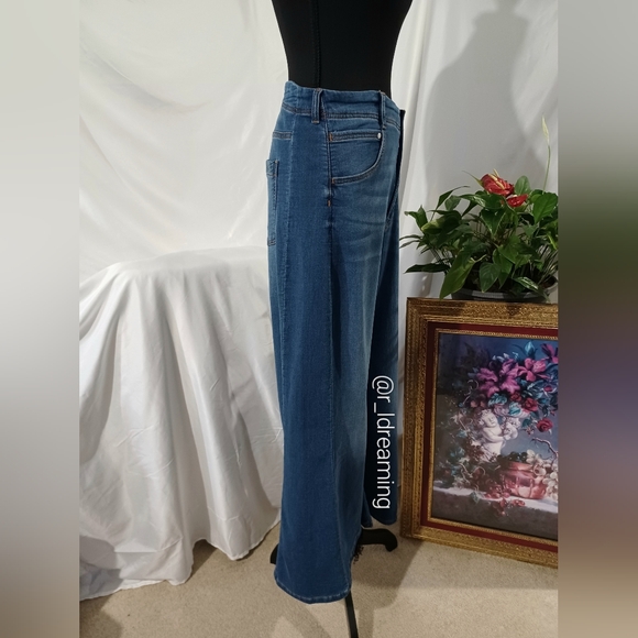 NWT The Adi Knit Mid-Rise Flare Jeans by Pilcro Size 33 In Frosted Blue Wash - Picture 3 of 8